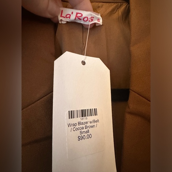 La Ros Women’s Wrap Blazer with belt size small cocoa brown - Picture 4 of 6